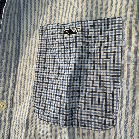 Vineyard Vines Party Tucker Slim Fit Blue and White Mixed Pattern Shirt/ medium - Picture 2 of 13